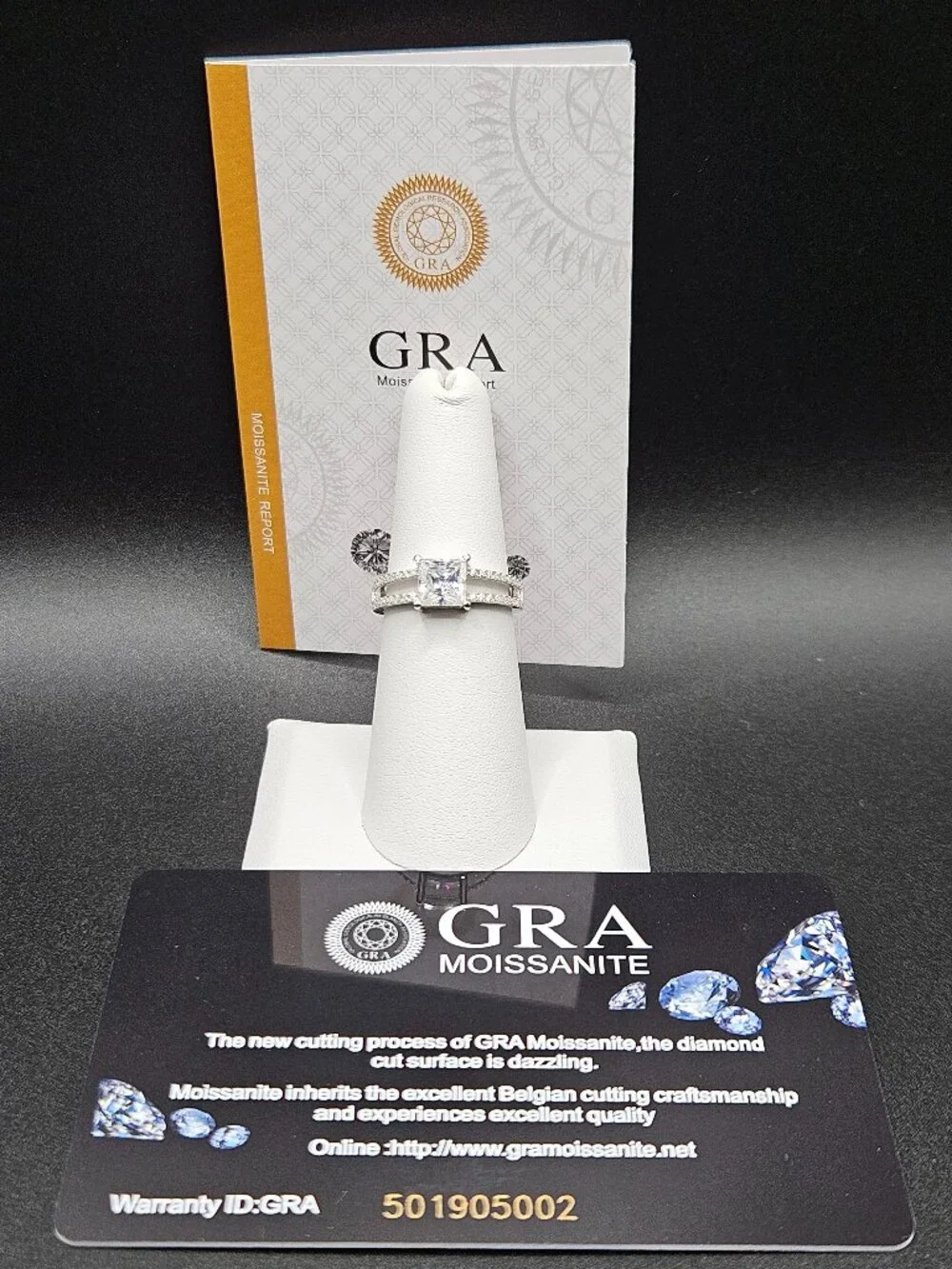925 Sterling Silver With Moissanite 1.38ctw Princess Cut Ring Size 6